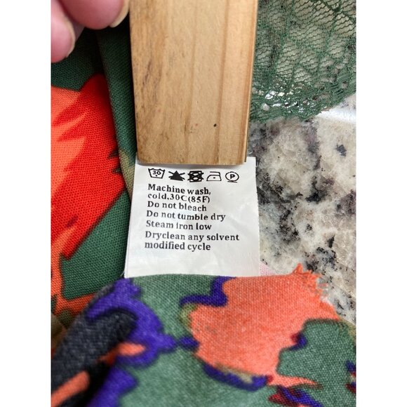 Women Cami Top XL Green Floral Lace Trim Adjustable Spaghetti Straps Cottagecore - Picture 4 of 7